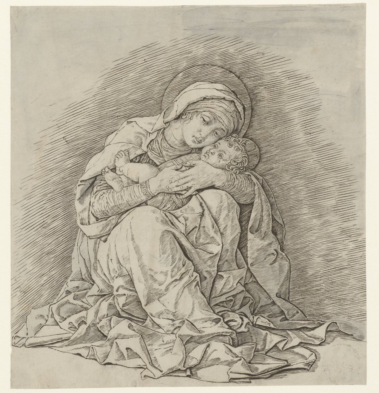 Çocuklu Oturan Meryem by Andrea Mantegna