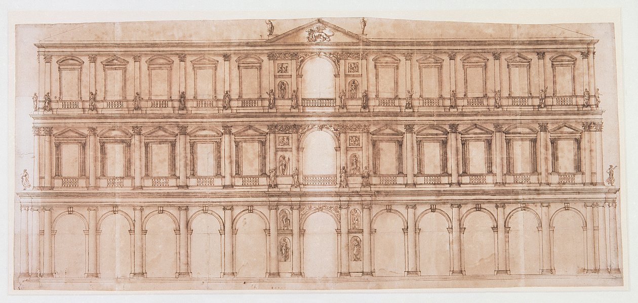 Palazzo Ducale, Venedik (kağıt üzerine kalem ve mürekkep) by Andrea Palladio