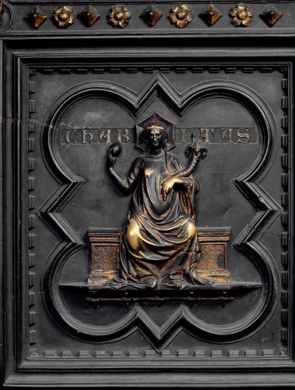 Hayır Kurumu, San Giovanni Vaftizhanesinin Güney Kapılarının C paneli, 1336 (bronz) by Andrea Pisano