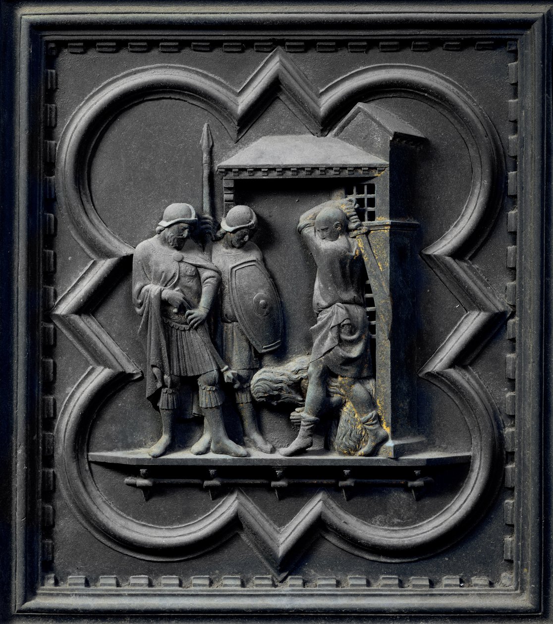 Vaftizci Yahya'nın Kafasının Kesilmesi, San Giovanni Vaftizhanesinin Güney Kapılarının on altıncı paneli, 1336 (bronz) by Andrea Pisano