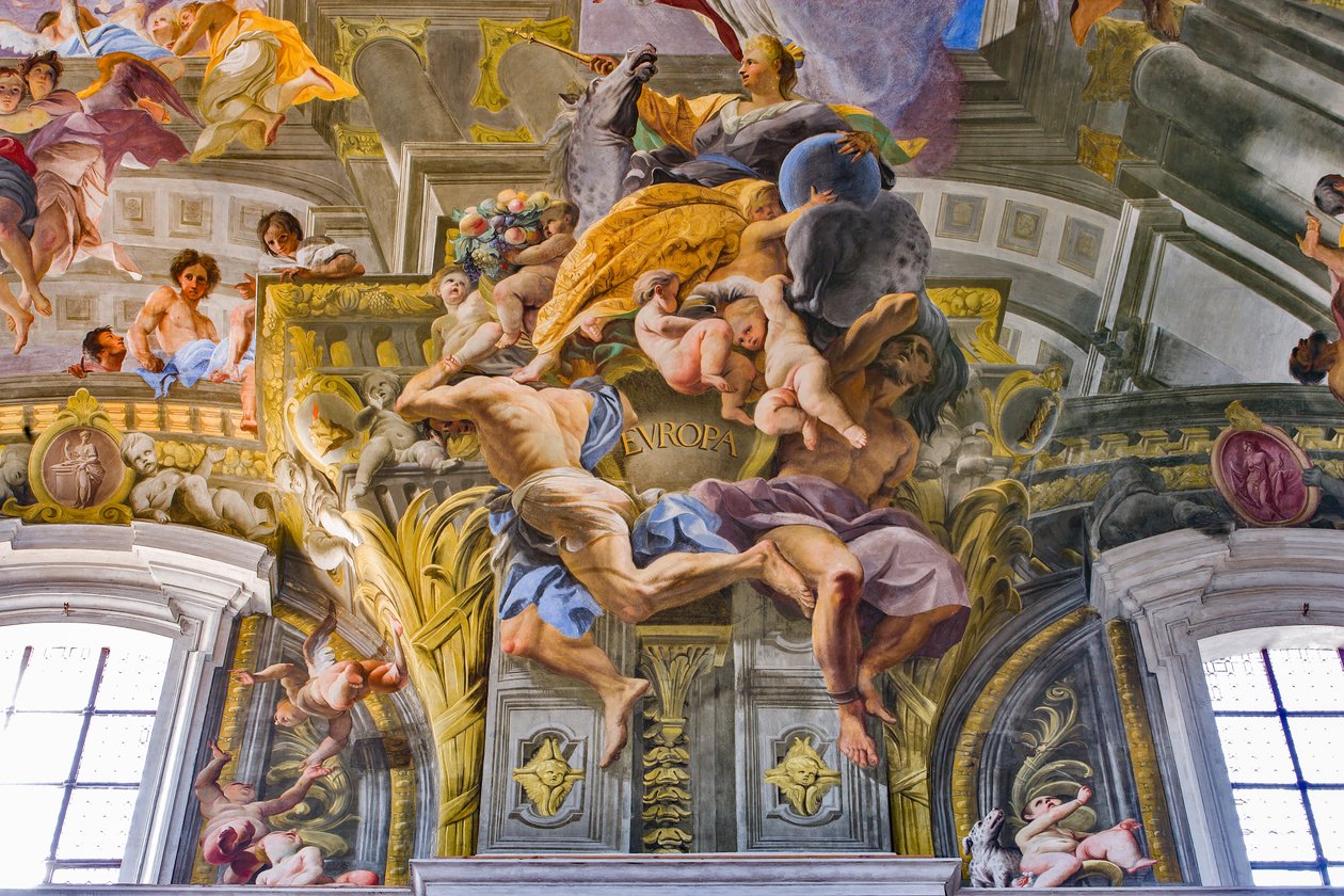 Avrupa, kıtaların alegorilerinin detayı by Andrea Pozzo
