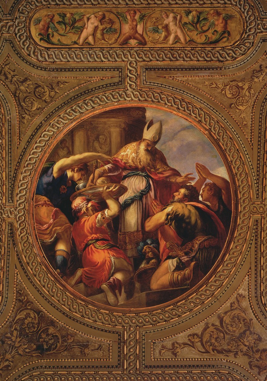 Rahipliğin alegorisi, kütüphanenin tavanından, 1556 by Andrea Schiavone