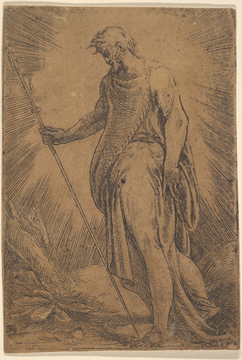 Sola bakan bir asa tutan bir havari, ca. 1540-60. by Andrea Schiavone