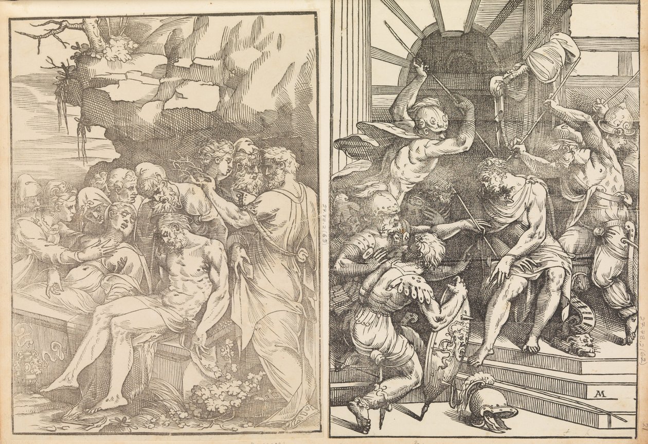 Ölü Mesih Üzerine Ağıt, İsa askerler tarafından saldırıya uğrar, M.Ö. 1556-57. by Andrea Schiavone