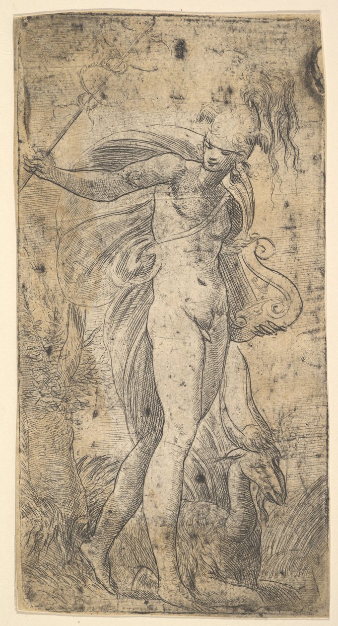 Sağ elinde bir cadecus, solunda bir lir tutan Merkür ayakta, yakl. 1536-40. by Andrea Schiavone