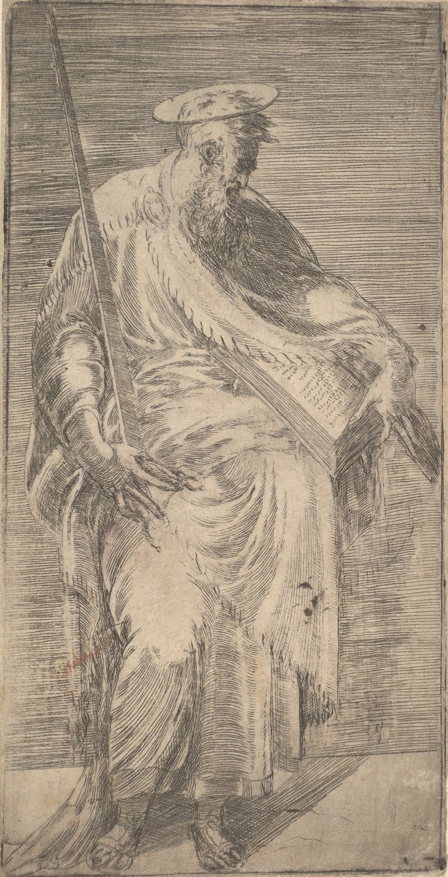 Aziz Paul, elinde bir kılıç ve bir kitap, İsa ve Havarilerden, 1540-63. by Andrea Schiavone