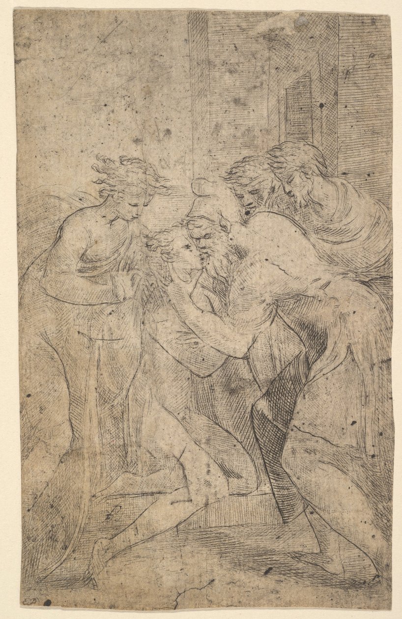 Babasının ayaklarına kapanan müsrif oğlunun dönüşü, ca. 1536-40. by Andrea Schiavone
