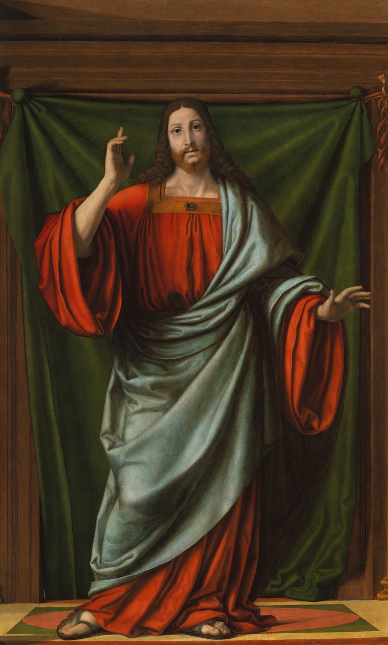 Christ Blessing, c.1520 (tahta üzerine yağlı boya) by Andrea Solario