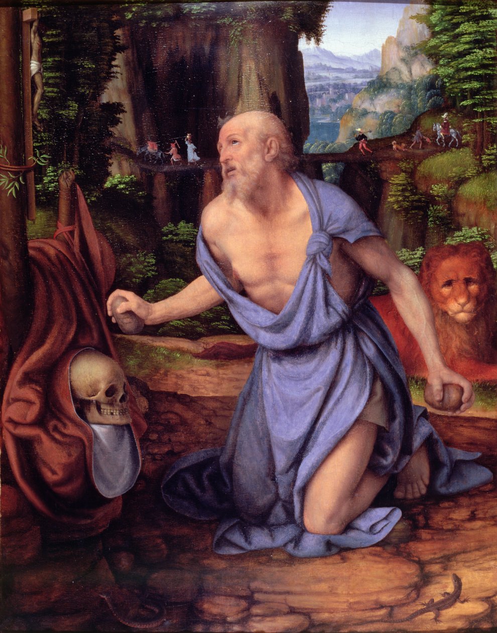 St. Jerome in the Wilderness, c.1510-15 (panelde yağlı boya) by Andrea Solario
