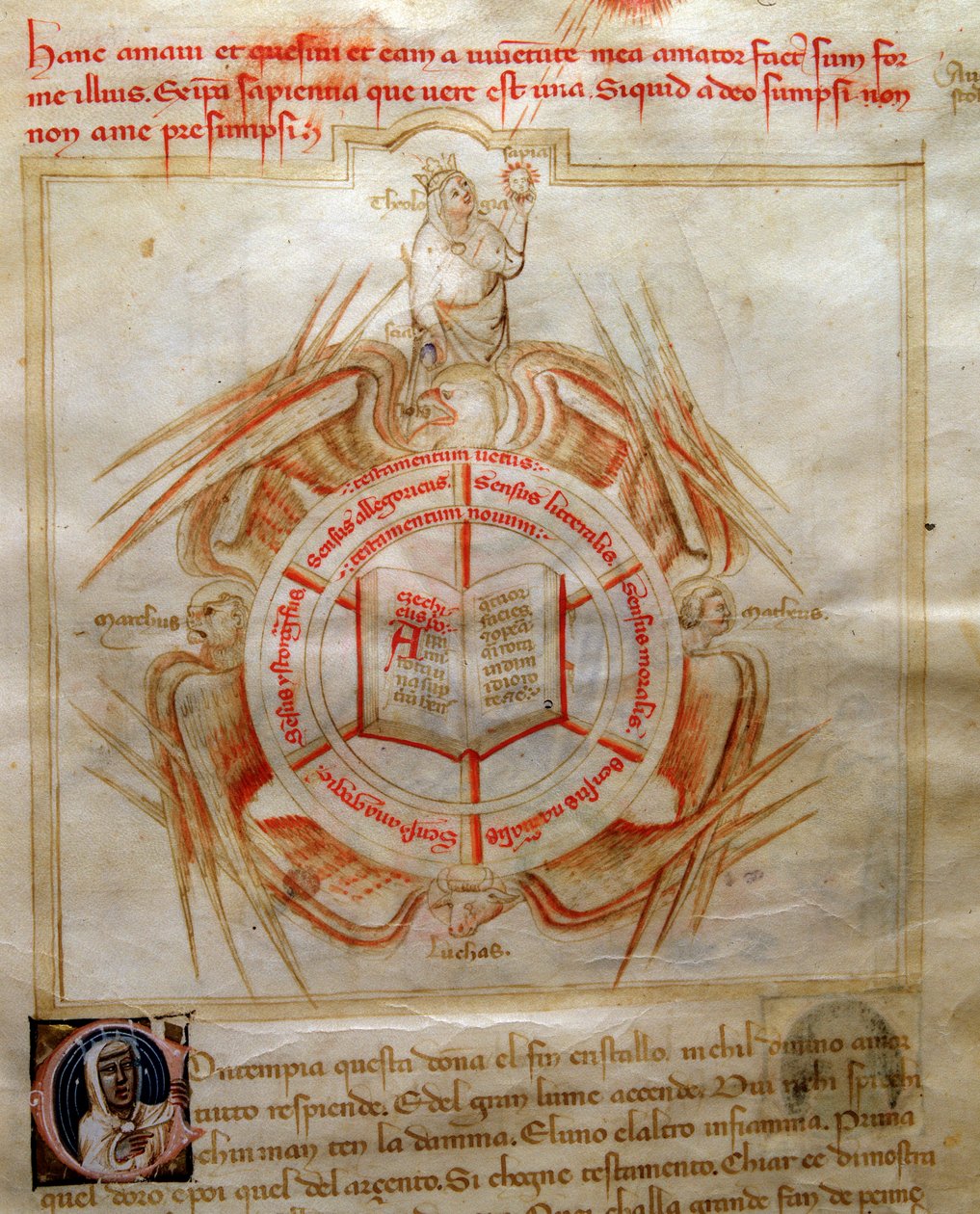 Açık bir kitapla sembolize edilen İlahiyat Alegorisi, Bartolomeo di Bartoli