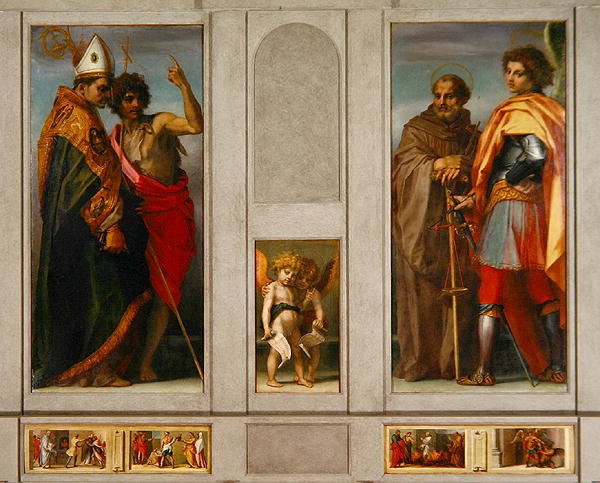 Dört Aziz ile Altarpiece: Başmelek, Mikail, John Gualberto, Bernard ve Vaftizci Yahya, 1528 by Andrea del Sarto