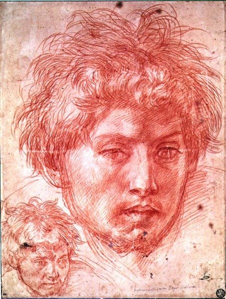 Bir Adamın Başı (kağıt üzerinde kırmızı tebeşir) by Andrea del Sarto