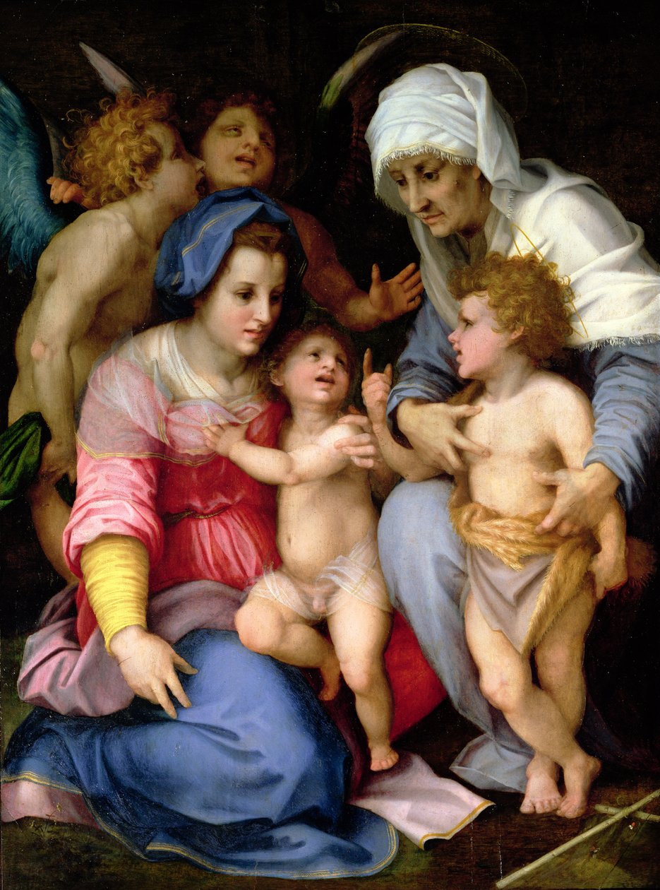 ದೇವದೂತರೊಂದಿಗೆ ಪವಿತ್ರ ಕುಟುಂಬ, c.1515-16 ಟರ್ಕ್ by Andrea del Sarto