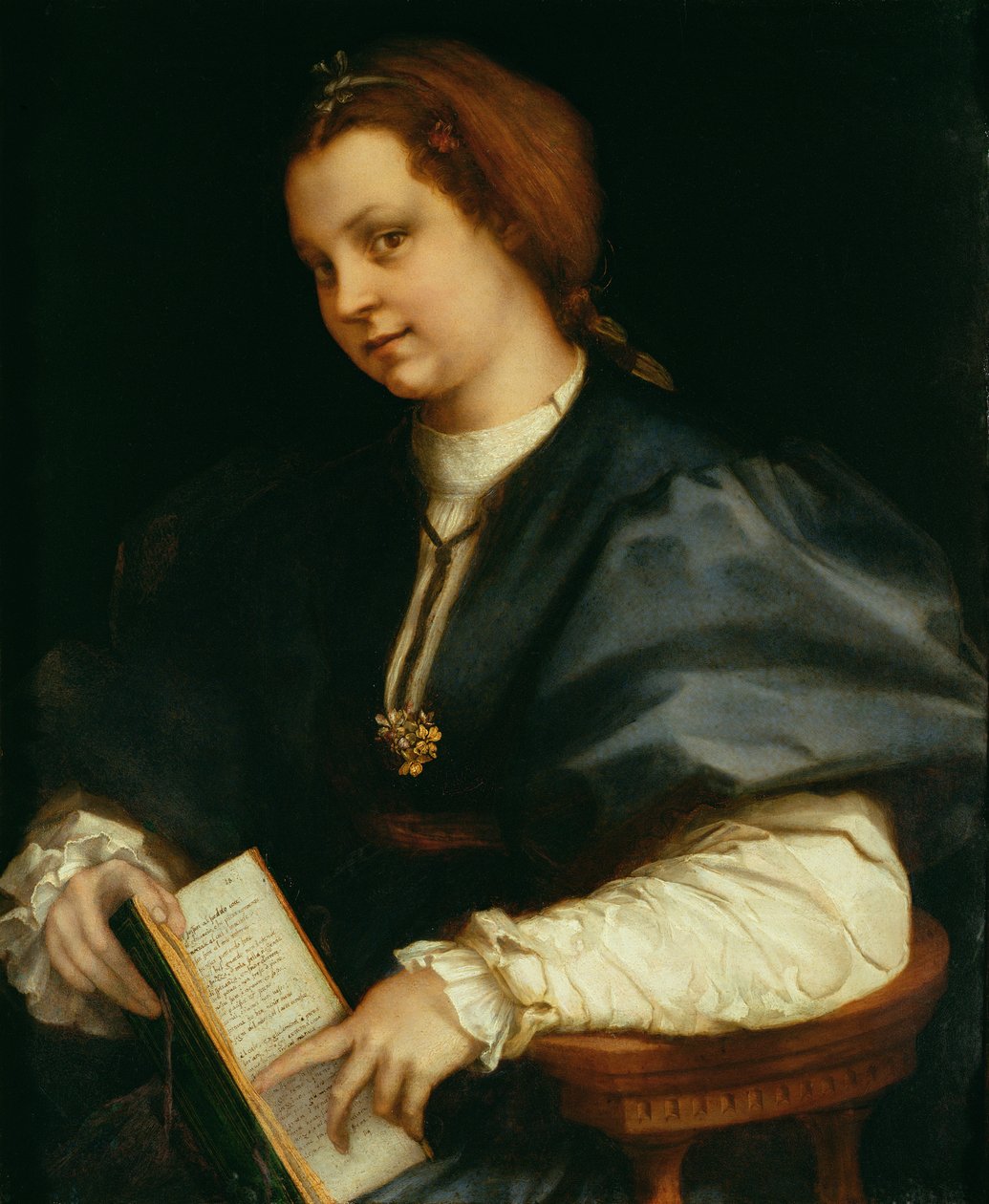 Petrarch'ın Ayetler Kitabı ile Kadın, c.1514 by Andrea del Sarto