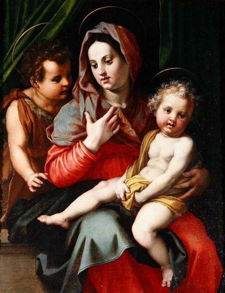 Aziz John ile Madonna ve Çocuk (panelde yağlı boya) by Andrea del Sarto