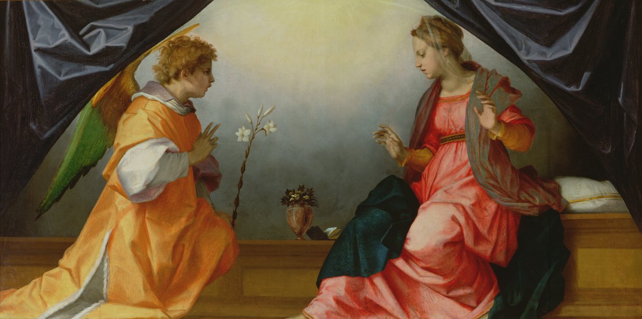 Müjde, 1528 (panelde mizaç) by Andrea del Sarto