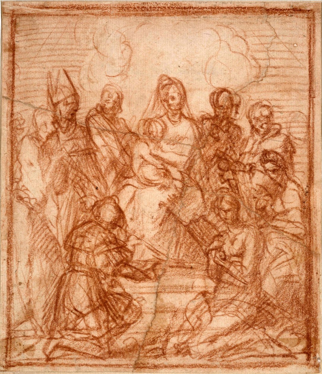 "Madonna ve Çocuk, Sekiz Aziz ile Tahtta" (Çocuk ve sekiz azizli Tahttaki Madonna (Kompozisyon çalışması)) Andrea del Sarto