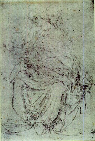 Bir Madonna ve Çocuğun Çalışması (kağıt üzerinde tebeşir) by Andrea del Verrocchio