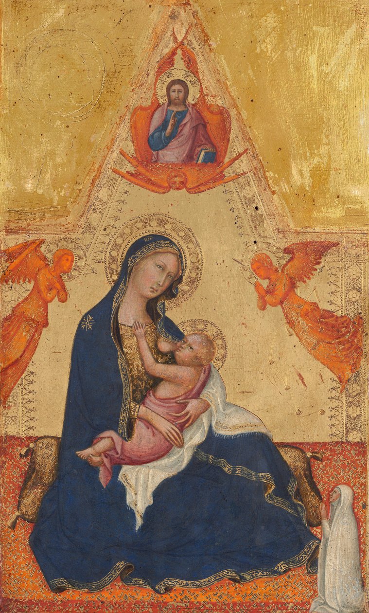 Alçakgönüllü Madonna, Blessing Christ, Two Angels and a Donor [ön yüzde], c. 13801390. by Andrea di Bartolo