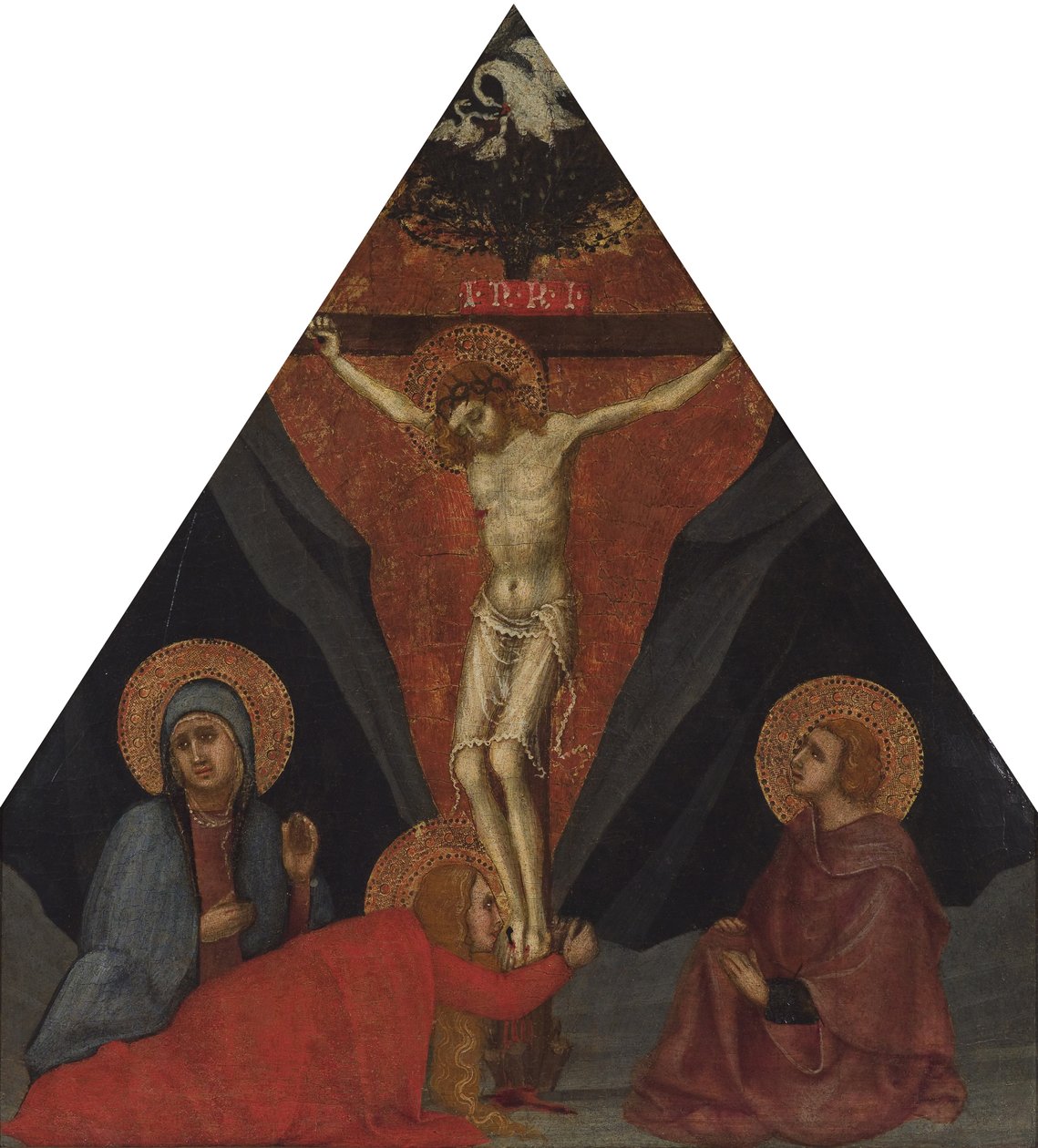 Bakire Meryem, Mecdelli Meryem ve Evangelist Aziz John ile Çarmıha Gerilme, yaklaşık 1400 by Andrea di Bartolo