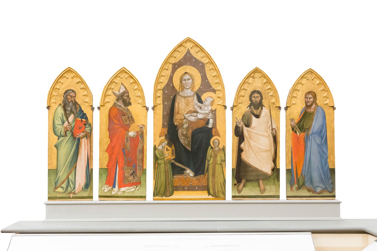 Madonna ve Çocuk azizlerle taçlandı by Andrea di Cione Orcagna