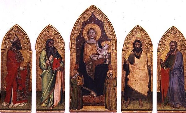 Azizler ile Madonna ve Çocuk (panelde öfke) by Andrea di Cione Orcagna