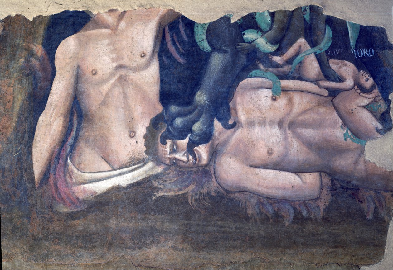 Ölümün Zaferi, lanetlilerin işkencesinin detayı, 1348 fresk by Andrea di Cione Orcagna