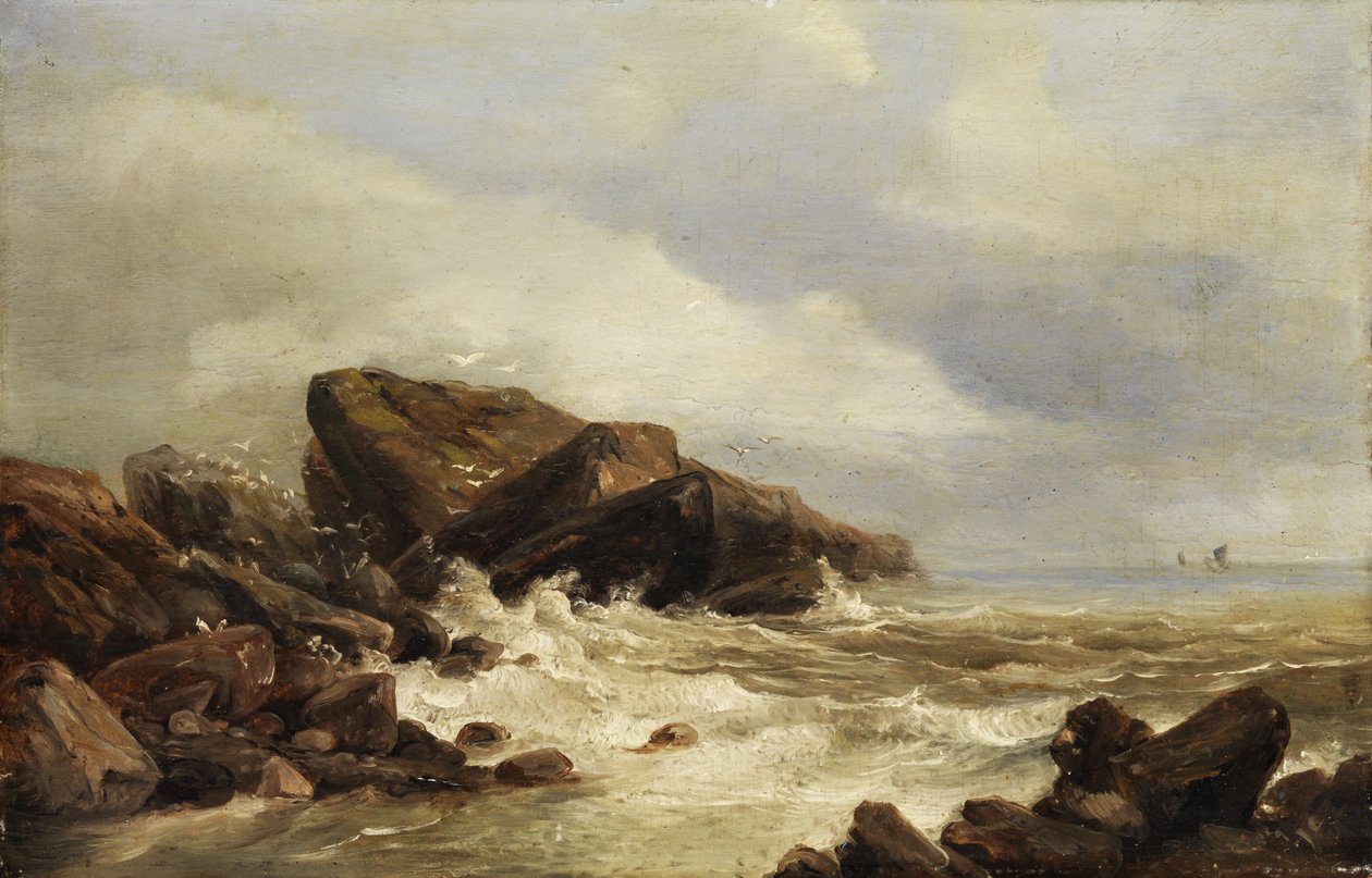 Sörfte kayalık sahil by Andreas Achenbach