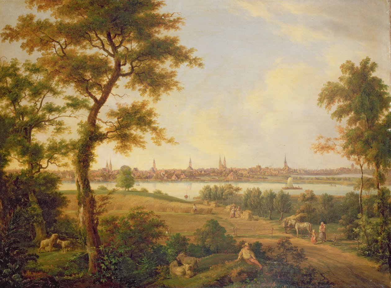 Lübeck manzarası, 1869 by Andreas Achenbach