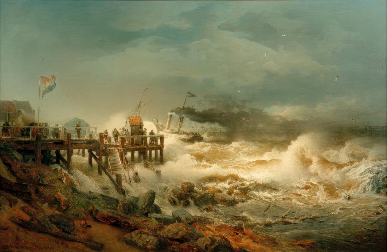 Bir vapurun kalkışı by Andreas Achenbach