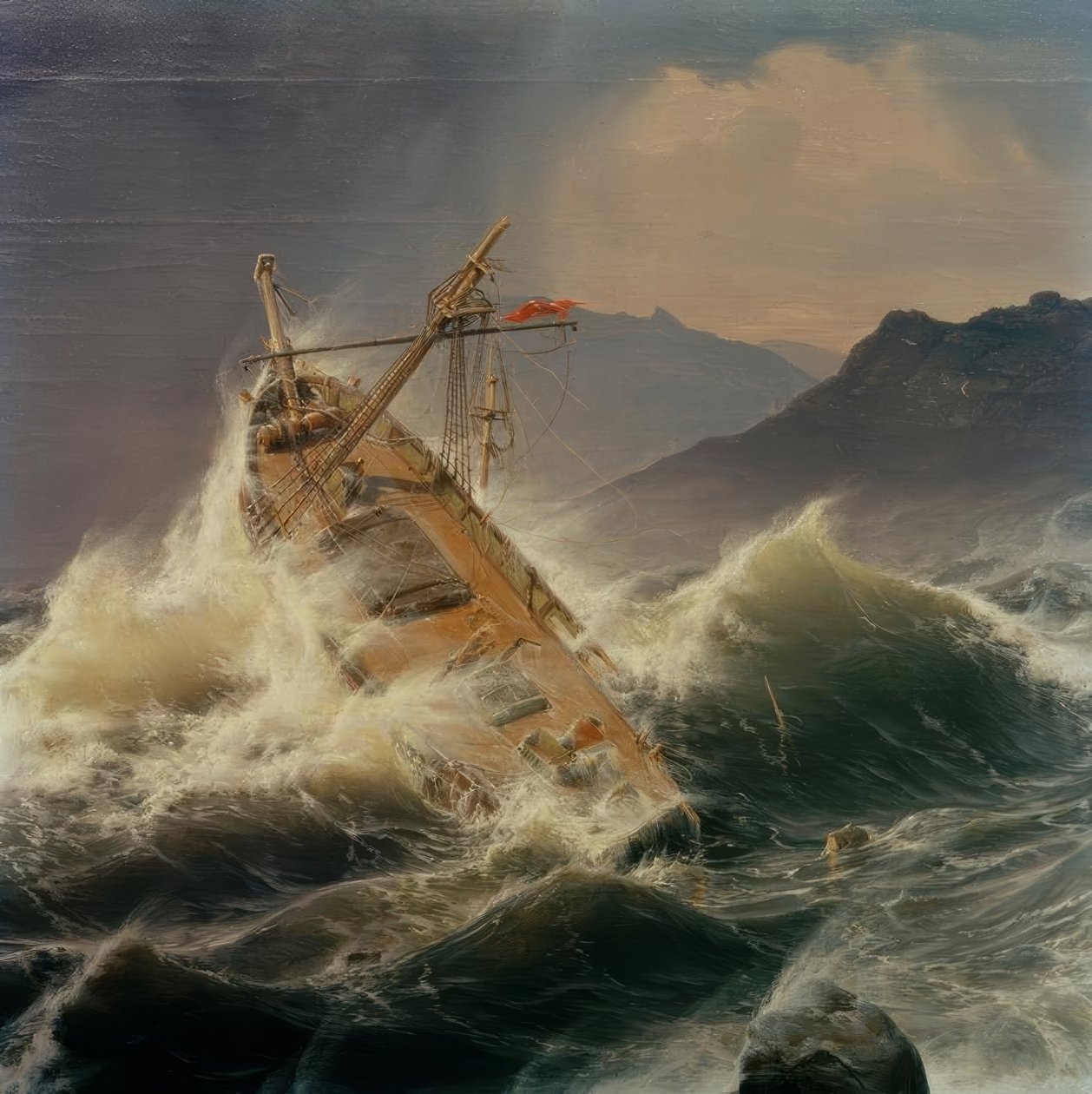 Norveç kıyısında bir deniz fırtınası by Andreas Achenbach