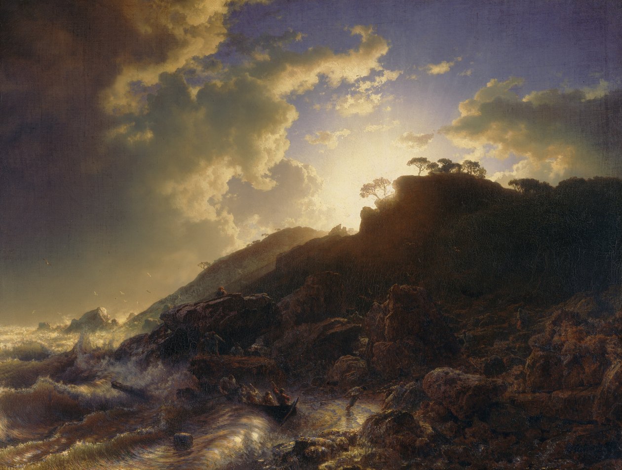 Sicilya Kıyısında Fırtınadan Sonra Gün Batımı, 1853. by Andreas Achenbach