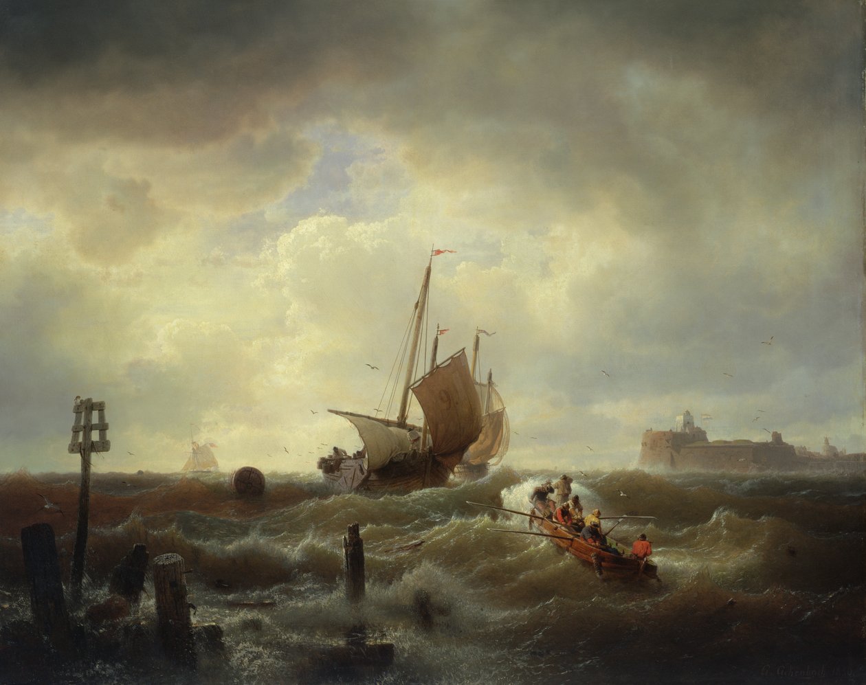 Hellevoetsluis Limanı Girişi, 1850 by Andreas Achenbach
