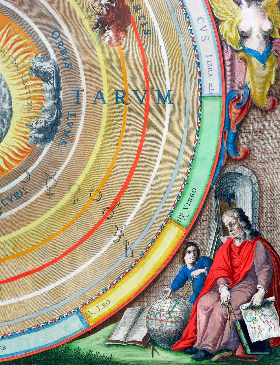 Bir astronom, gezegenlerin haritasından detay, 1660-1661 by Andreas Cellarius