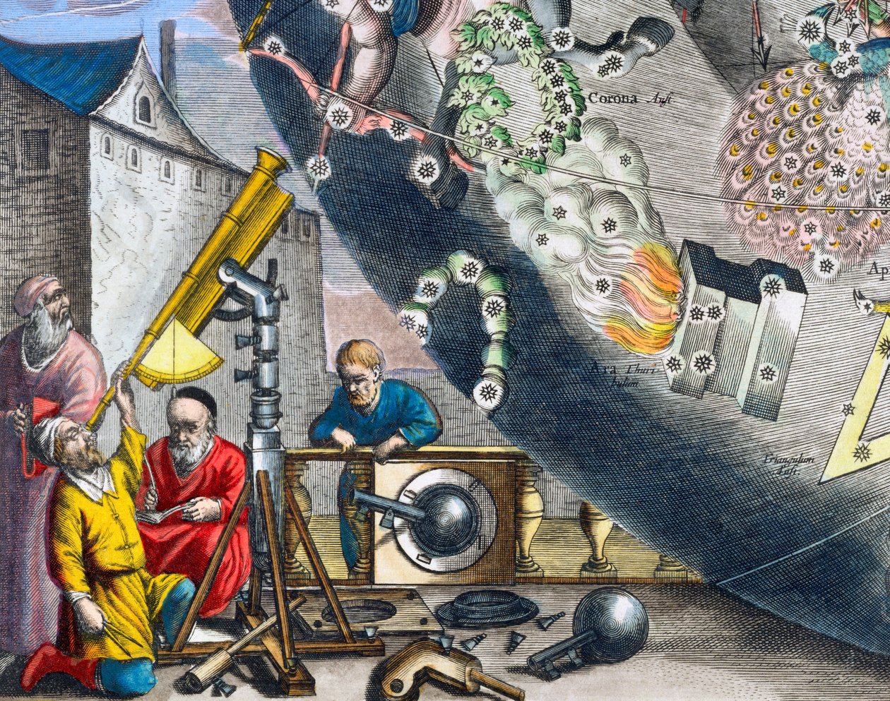 Teleskopla bakan gökbilimciler, 1660-1661 by Andreas Cellarius