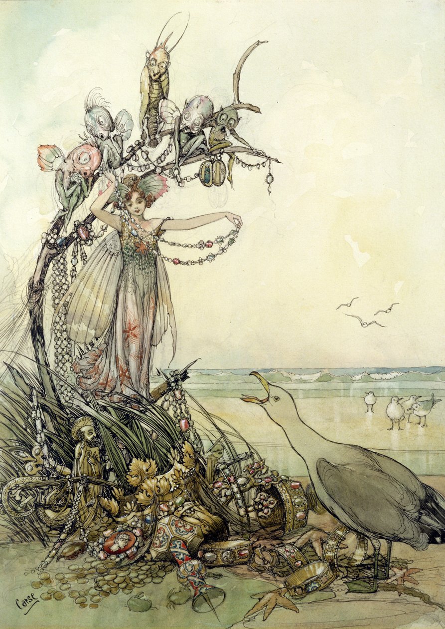 Yıkamada Mücevherler (kalem & mürekkep, wc, kağıt üzerine guaj) by Andreas Duncan Carse