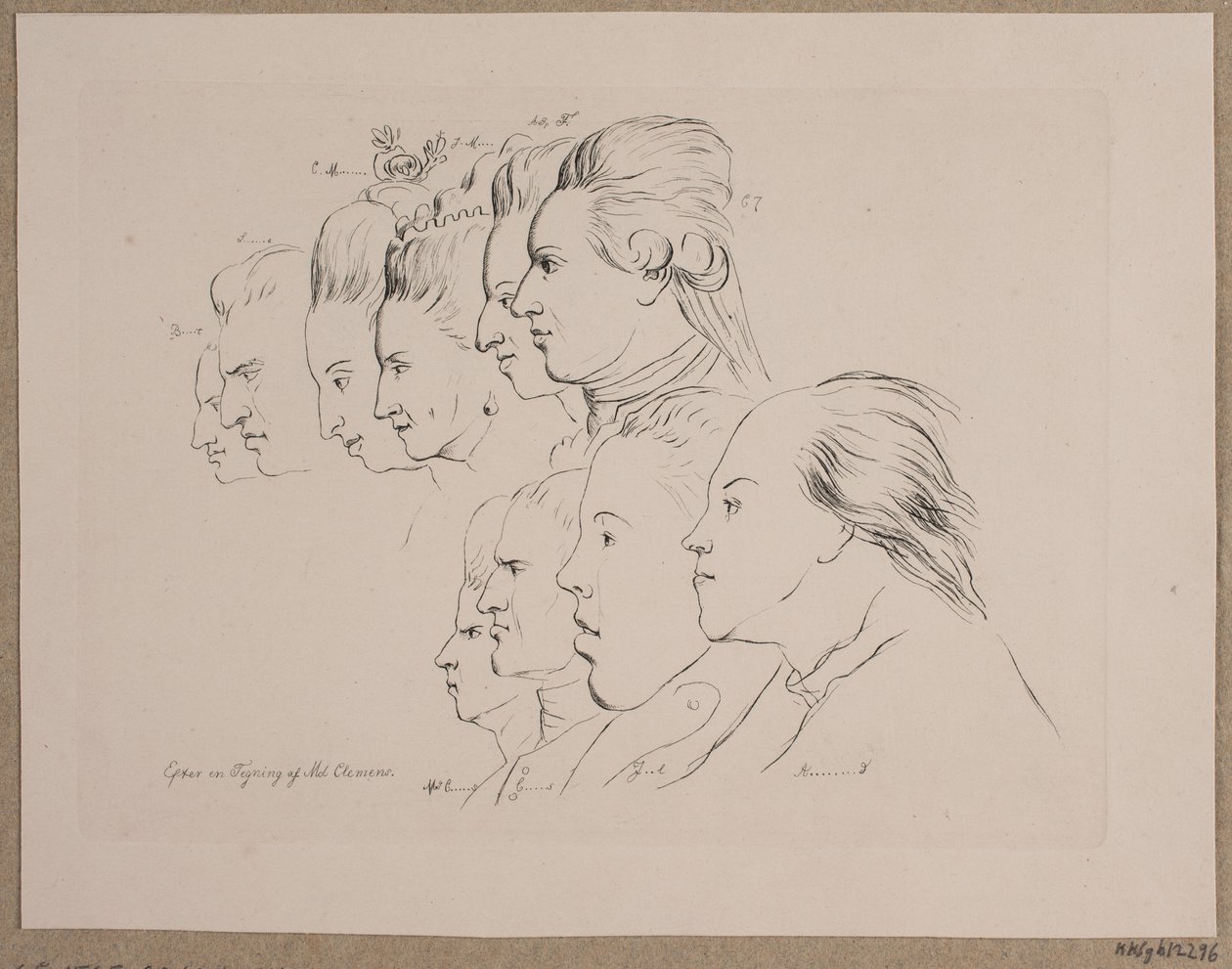 10 portre: Enevold Brandt, Johann Friedrich Struensee, Caroline Mathilde, Julieane Marie, Veliaht Prens Frederik, Christian VII, Marie Jeanne Clemens, J. F. Clemens, Jens Juel ve Nicolai Abildgaard by Andreas Peter Madsen