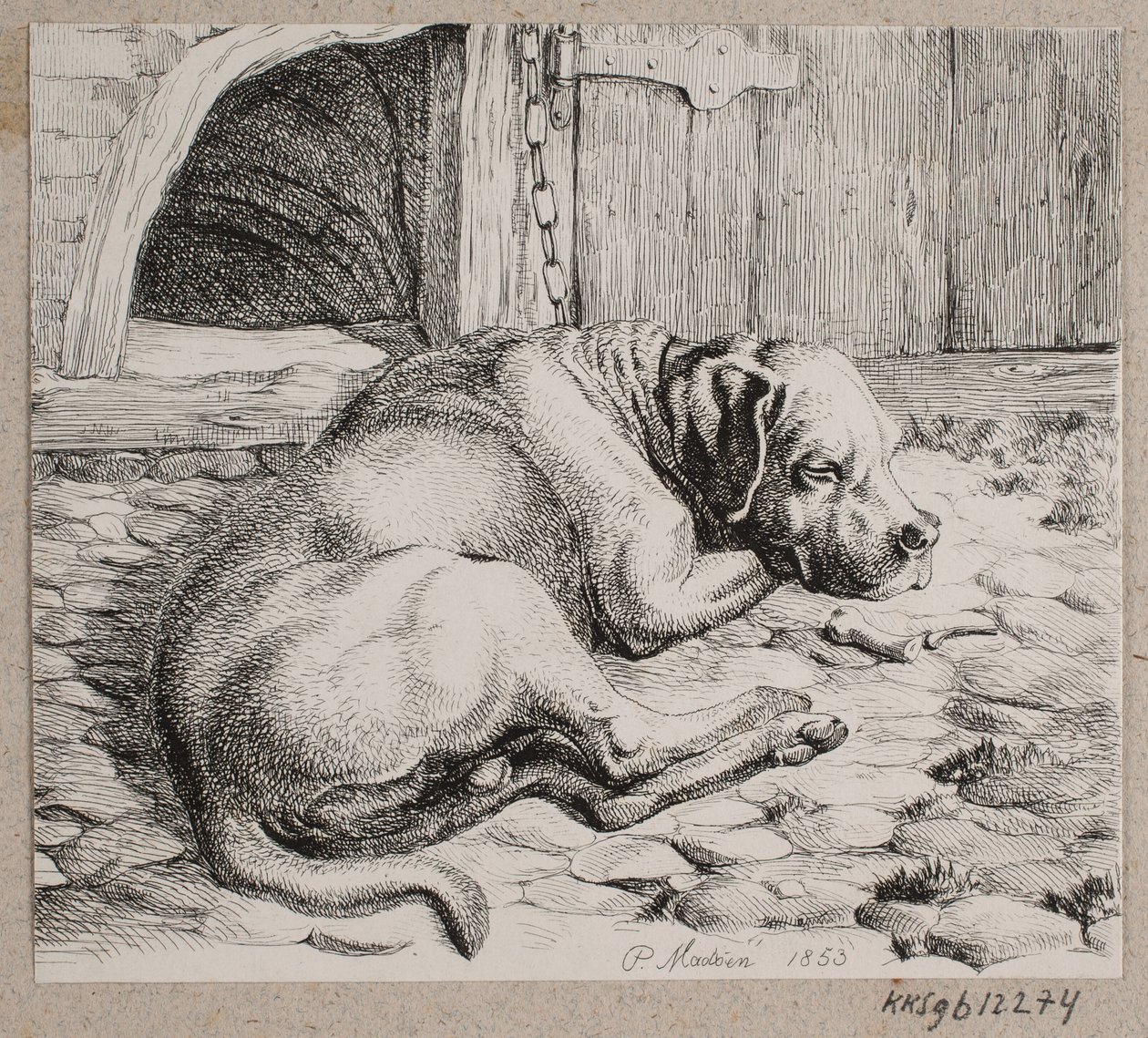Uyuyan bir köpek by Andreas Peter Madsen