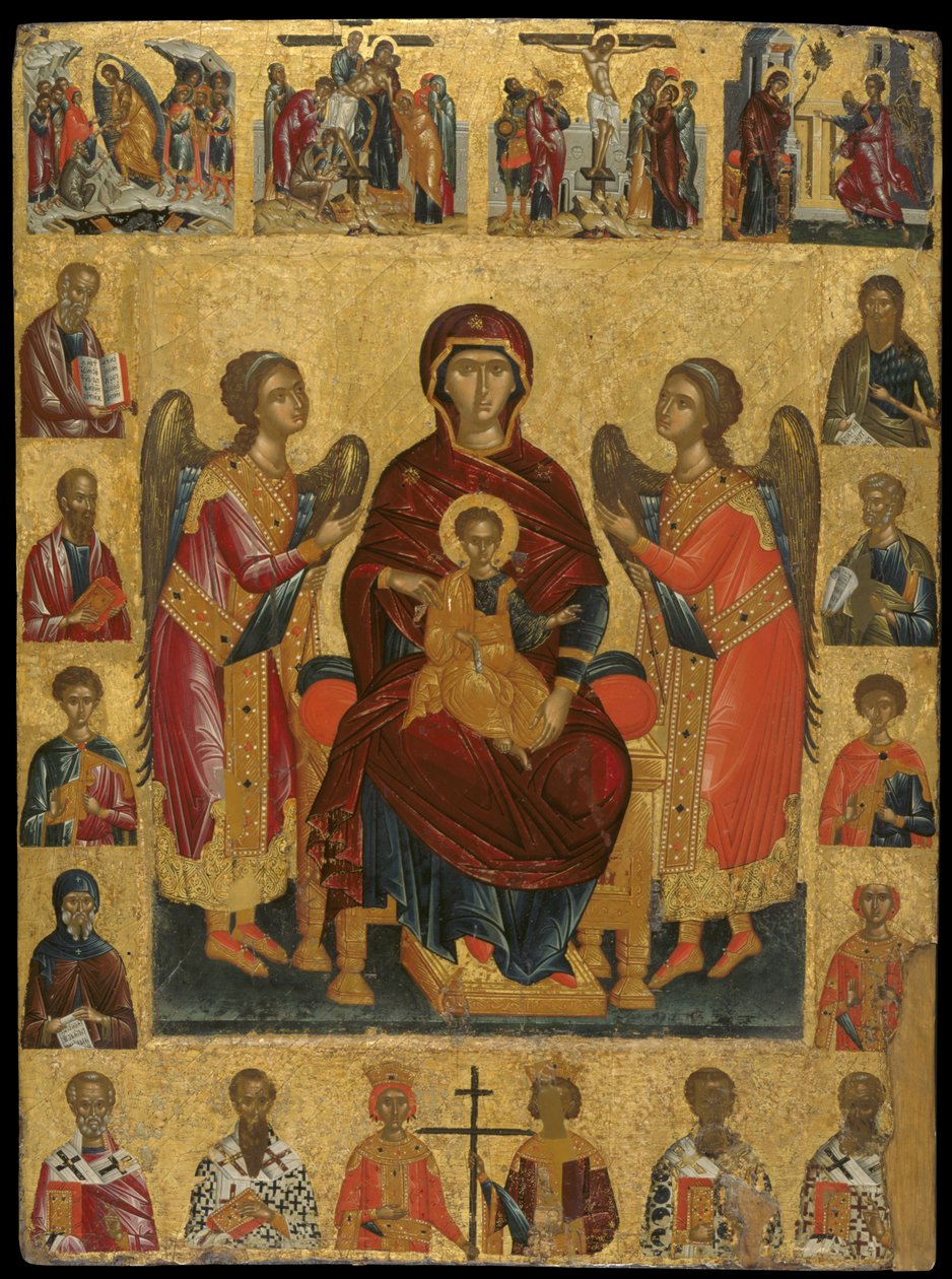 Bakire ve Çocuk Enthroned ile Bileşik Simge (panelde yumurta tempera ve altın varak) by Andreas Rico