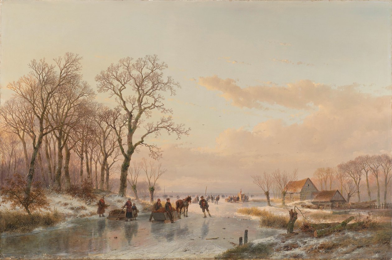 Maas Nehri yakınında Donmuş Bir Kanal Maas yakınlarında donmuş bir su yolu by Andreas Schelfhout