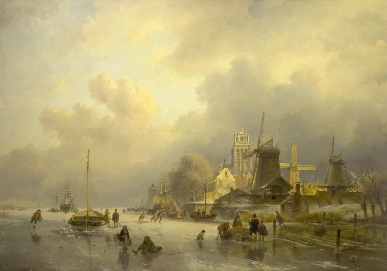 Dortrecht'ten Bir Görünüm, Kereste Fabrikası, 1843 by Andreas Schelfhout