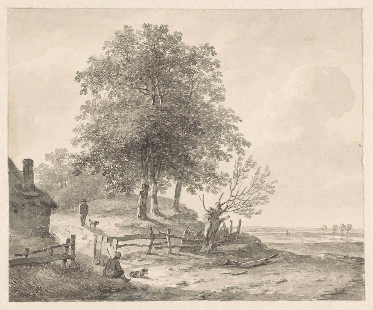 Bir tepe üzerinde bir ev ile manzara by Andreas Schelfhout