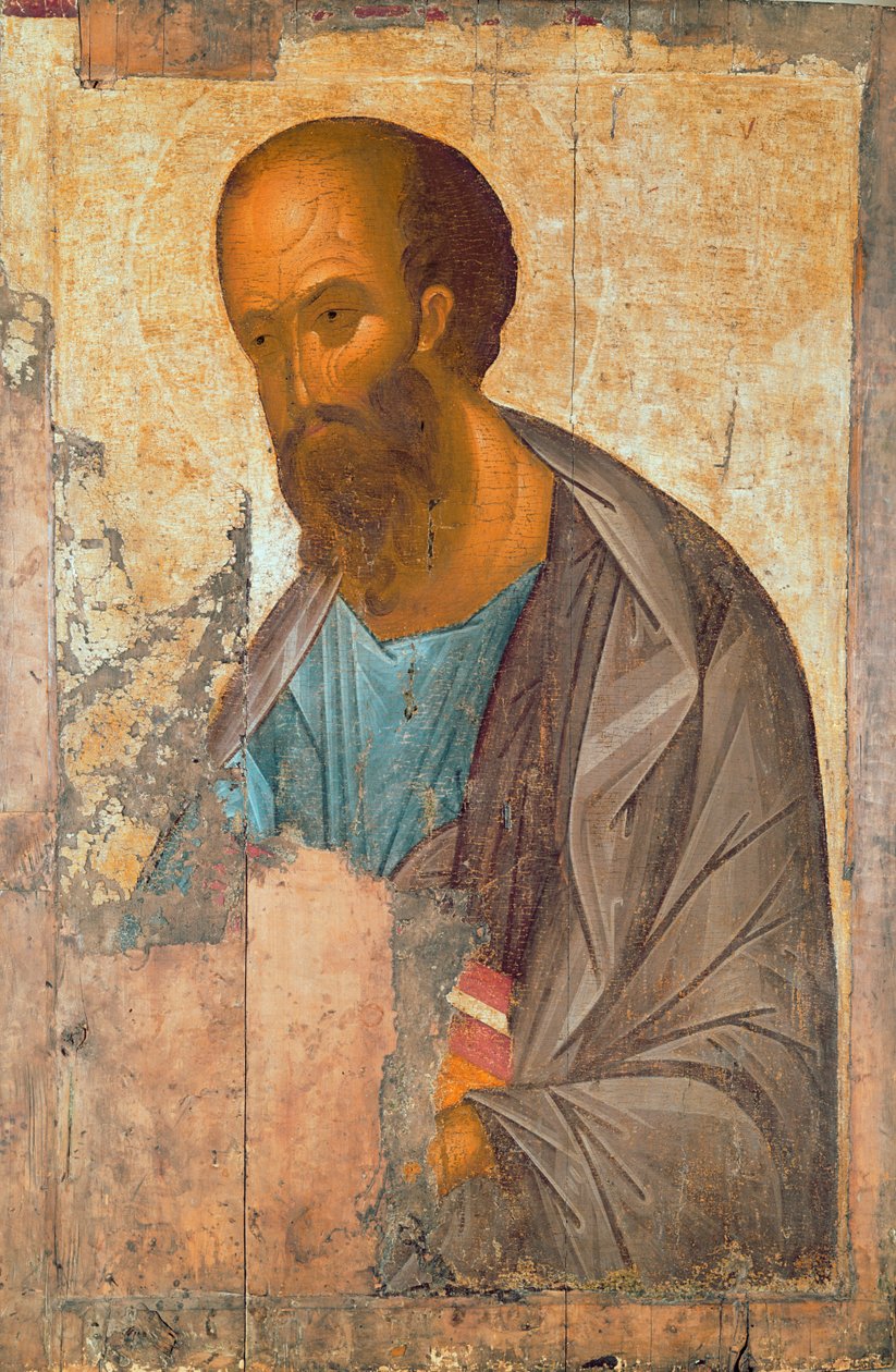 St Paul, 1407 (panelde sıcaklık) by Andrei Rublev