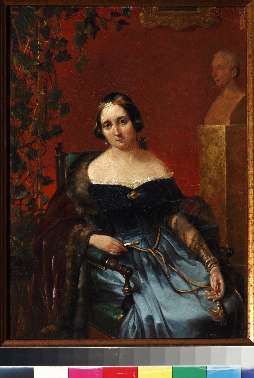 Anna Alexeevna Andrault (1808-1888), nee Olenina par Popov, Andrei Andreyevich (1832-1896) portresi. karton üzerine yağ by Andrei Andreevich Popov