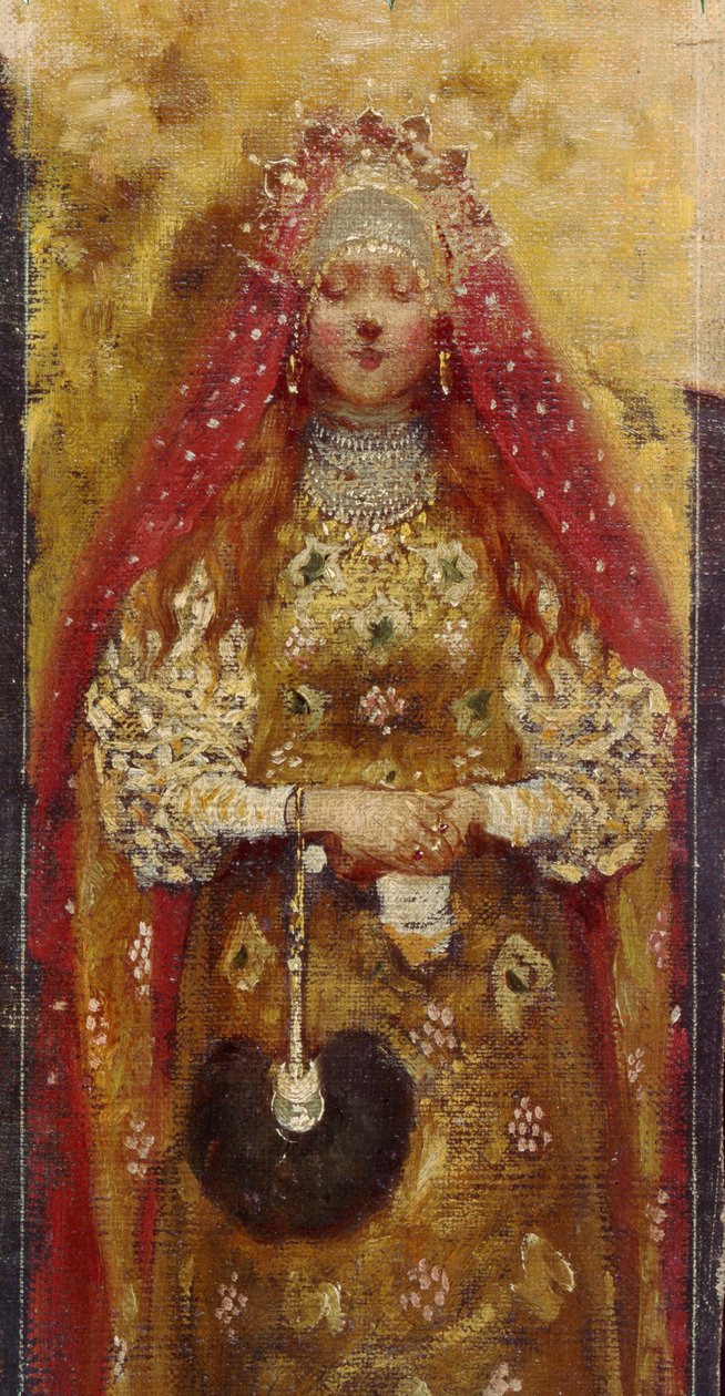 Boyar kadını (boiard, boiar). Detay. Andrei Petrovich Ryabushkin (Riabutchkin) (1861-1904) tarafından tablo, tuval üzerine yağlı boya by Andrei Petrovich Ryabushkin