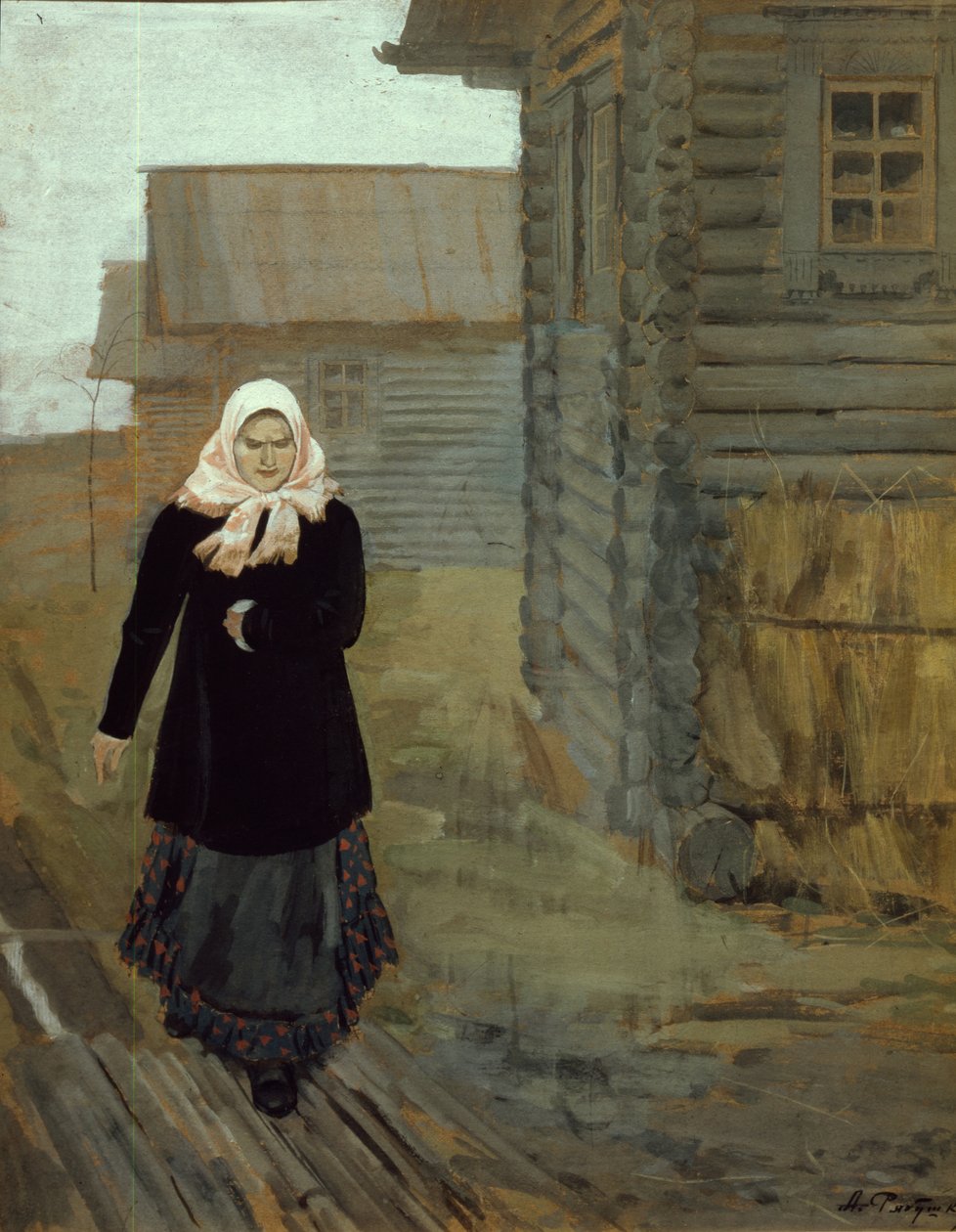 Bir kır köyünde. Kiliseye gitmek, 1903 by Andrei Petrovich Ryabushkin