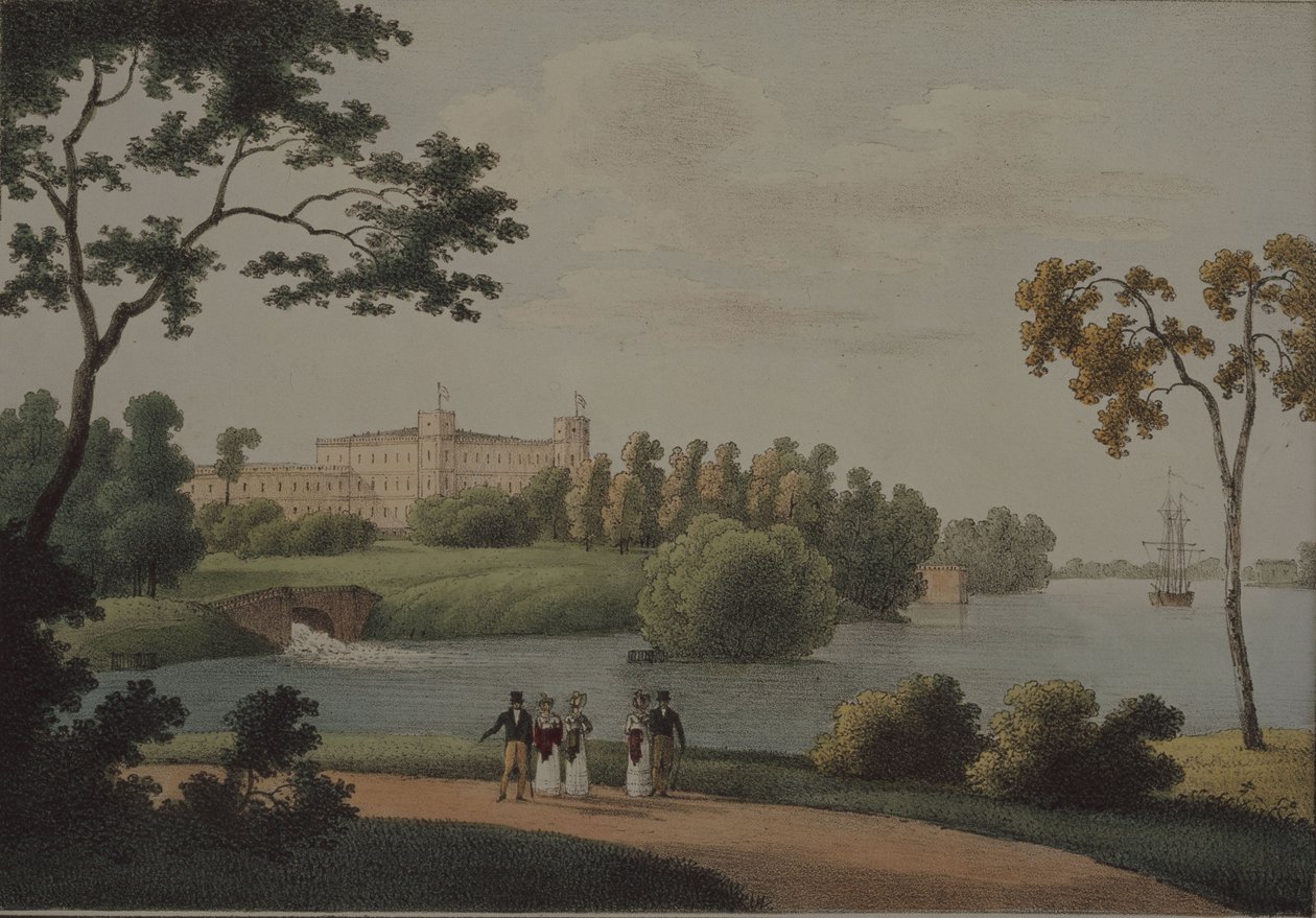 Ana Gatchina sarayının görünümü, 1821 by Andrei Yefimovich Martynov
