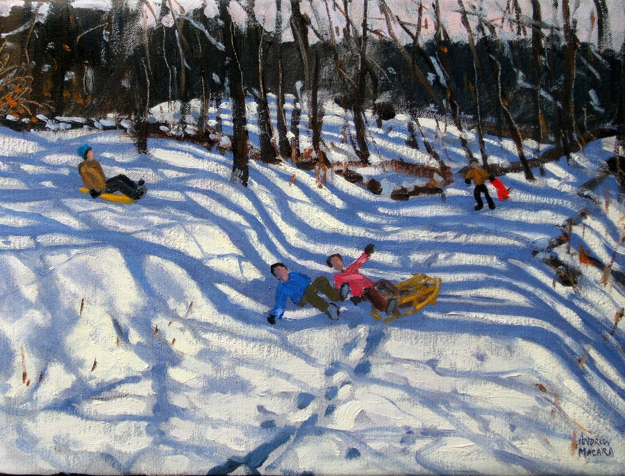 Kızaktan düşen iki çocuk, Morzine by Andrew Macara