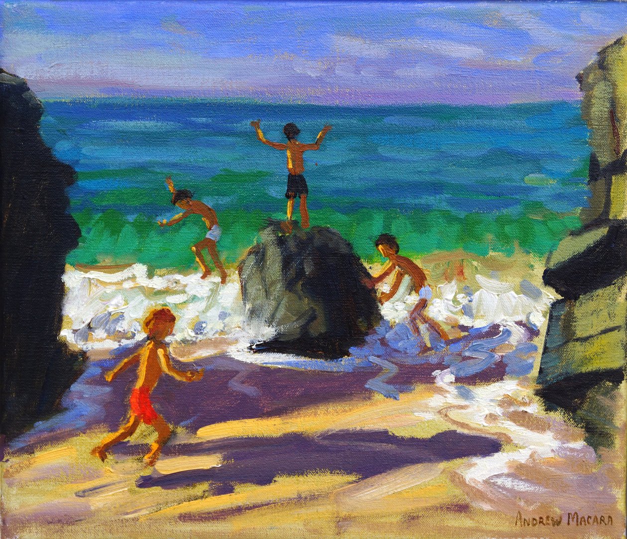kaya tırmanışı, Porthmeor plajı, St Ives, 2013, by Andrew Macara