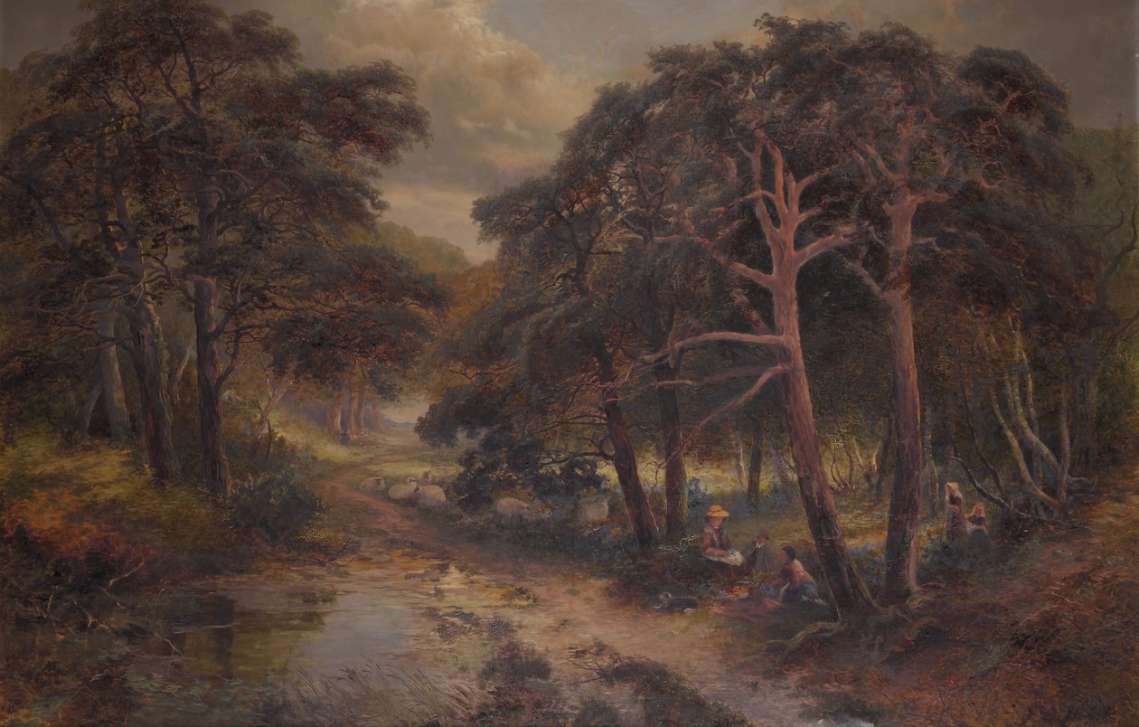 Bluebells arasında (tuval üzerine yağlı boya) by Andrew Brandish Holte